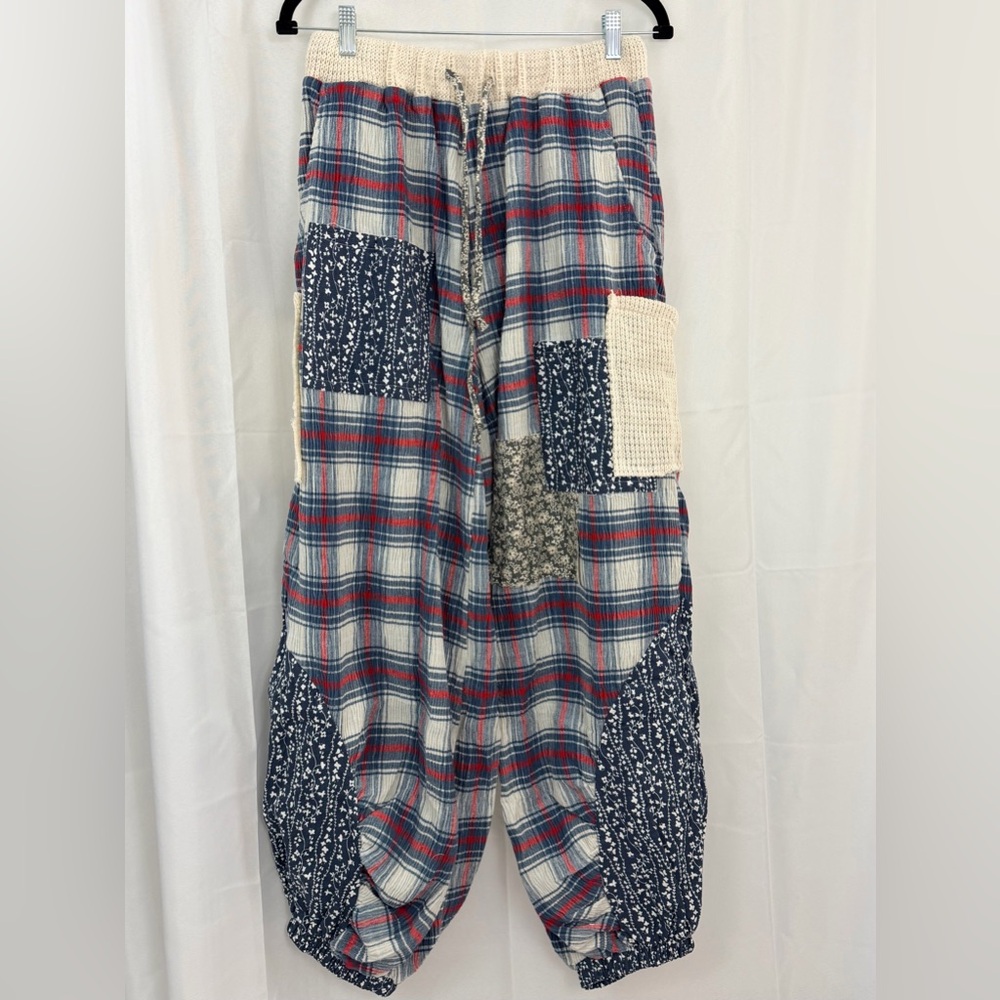 POL Multicolor Blues/Cream/Red Patchwork Crochet … - image 3